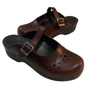 Dansko Merrie Mary Jane Mules, Brown, 39 or 8 1/2/9, leather, walking, casual